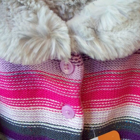 Gymboree Baby Sweater Sz 12-18 mths Striped Metallic Thread Purple Pink Gray NOS - Picture 3 of 4
